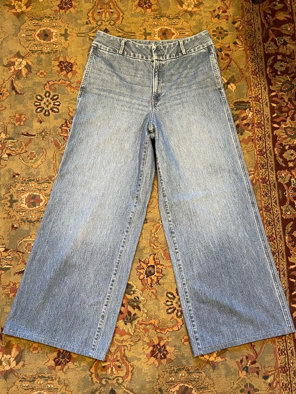 Express Super wide leg high rise 100% cotton denim jeans